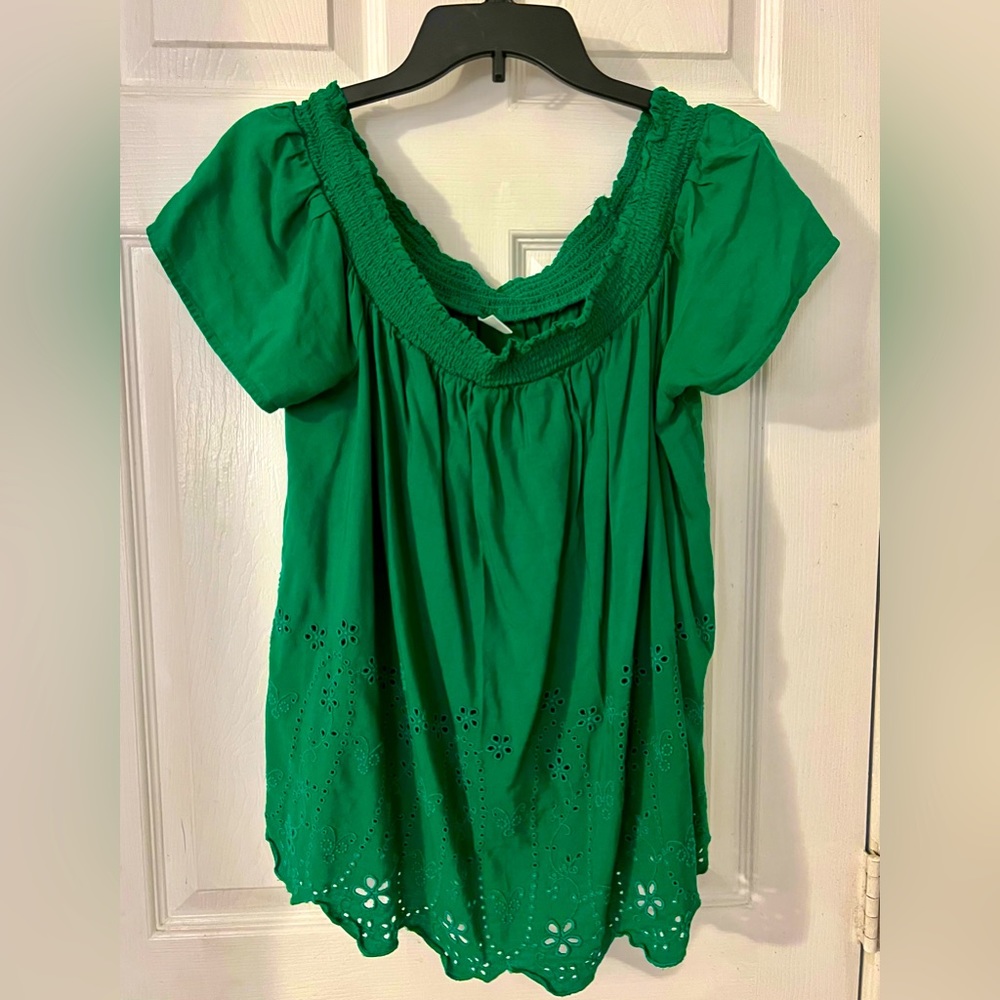 EUC green top XL Boho